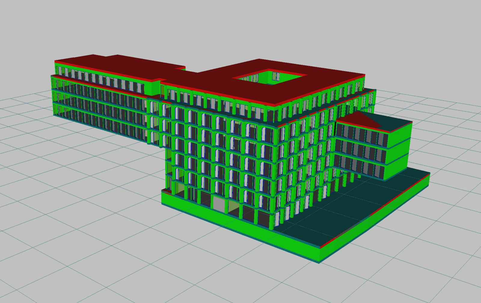 3D-Modell eines größeren Wohngebäudes